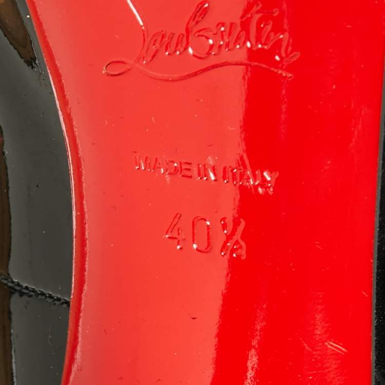 Pre Owned Christian Louboutin Black Patent Leather Very Prive Peep-Toe Pumps Size 40.5
