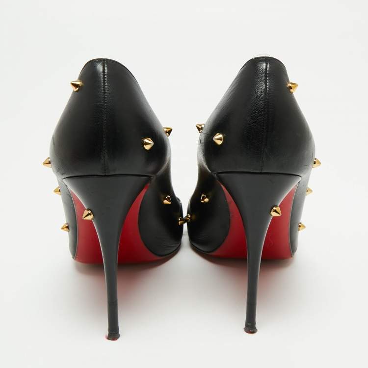 Pre Owned Christian Louboutin Black Leather Degraspike Pumps Size 40.5