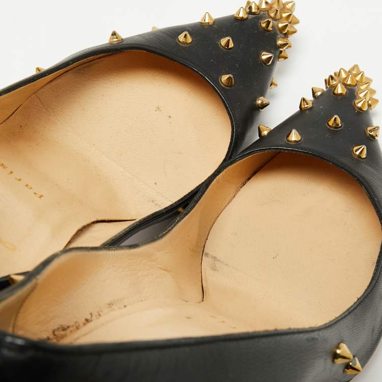 Pre Owned Christian Louboutin Black Leather Degraspike Pumps Size 40.5