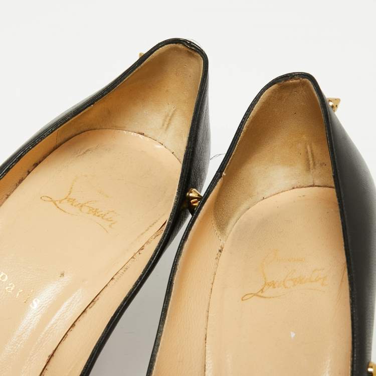 Pre Owned Christian Louboutin Black Leather Degraspike Pumps Size 40.5