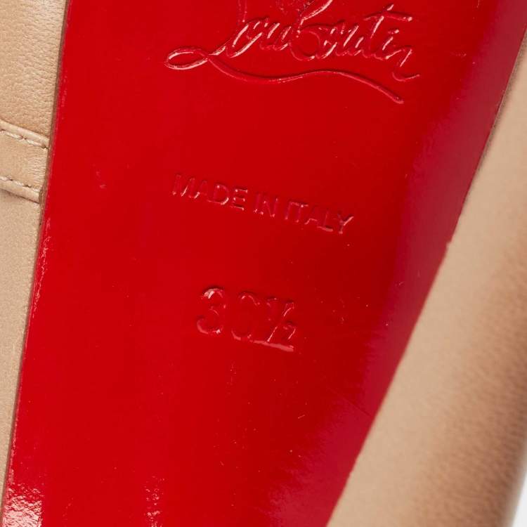 Pre Owned Christian Louboutin Beige Leather Strappy Platform Sandals Size 36.5
