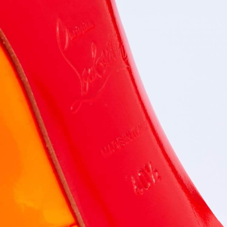 Pre Owned Christian Louboutin Neon Orange Patent Leather Pigalle Pointed Toe Pumps Size 40.5