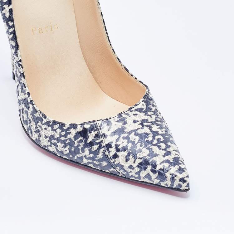Pre Owned Christian Louboutin Two Tone Snakeskin Leather So Kate Pointed Toe Pumps Size 38