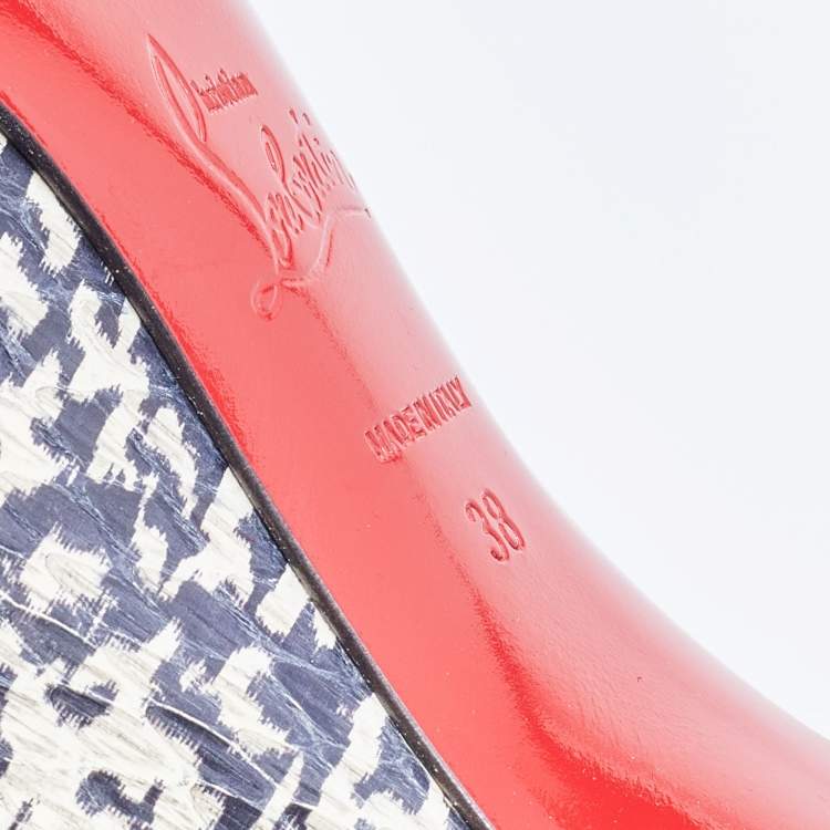 Pre Owned Christian Louboutin Two Tone Snakeskin Leather So Kate Pointed Toe Pumps Size 38