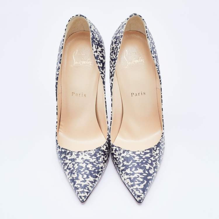 Pre Owned Christian Louboutin Two Tone Snakeskin Leather So Kate Pointed Toe Pumps Size 38