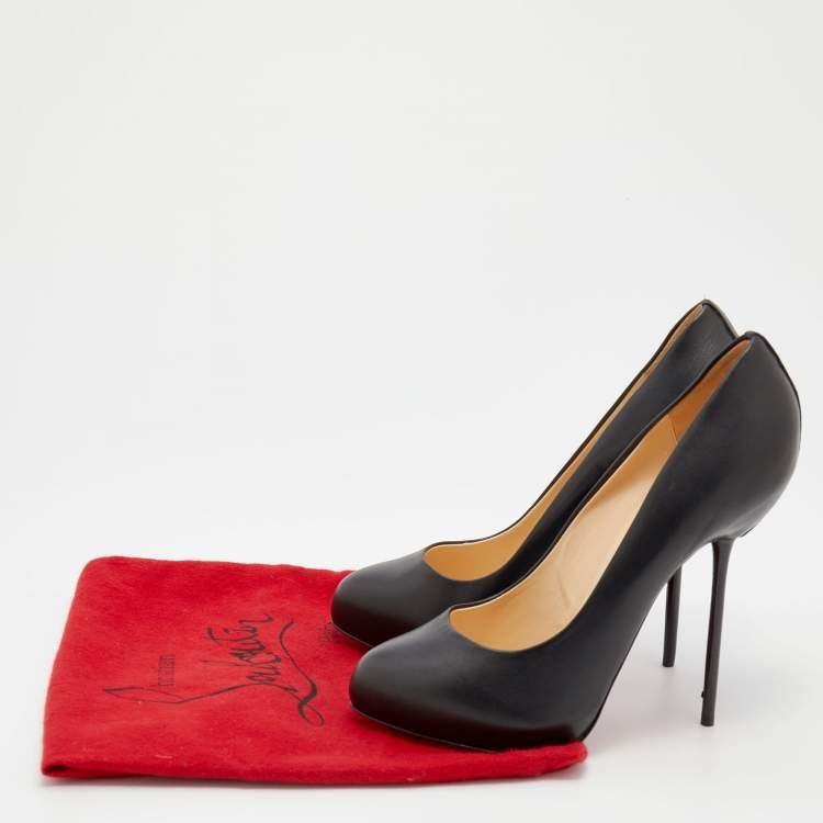 Pre Owned Christian Louboutin Black Leather Big Lips Pumps Size 40.5