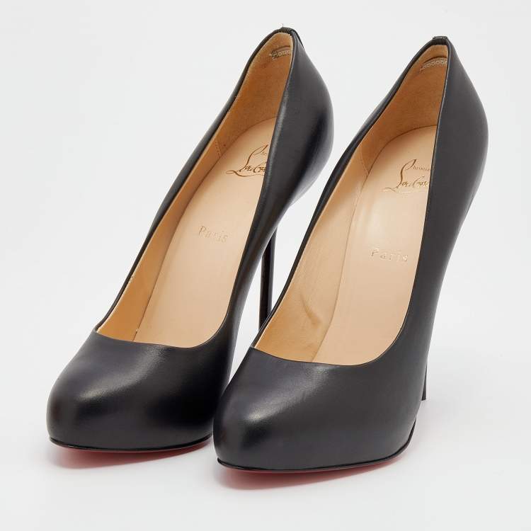 Pre Owned Christian Louboutin Black Leather Big Lips Pumps Size 40.5