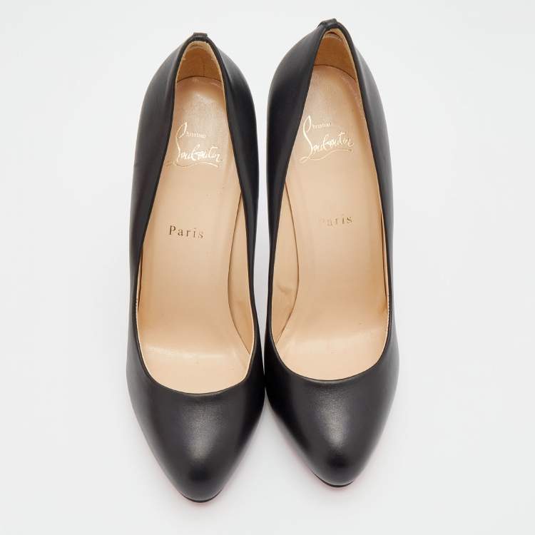 Pre Owned Christian Louboutin Black Leather Big Lips Pumps Size 40.5