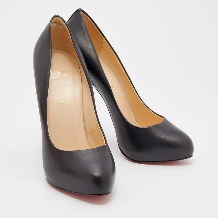 Pre Owned Christian Louboutin Black Leather Big Lips Pumps Size 40.5