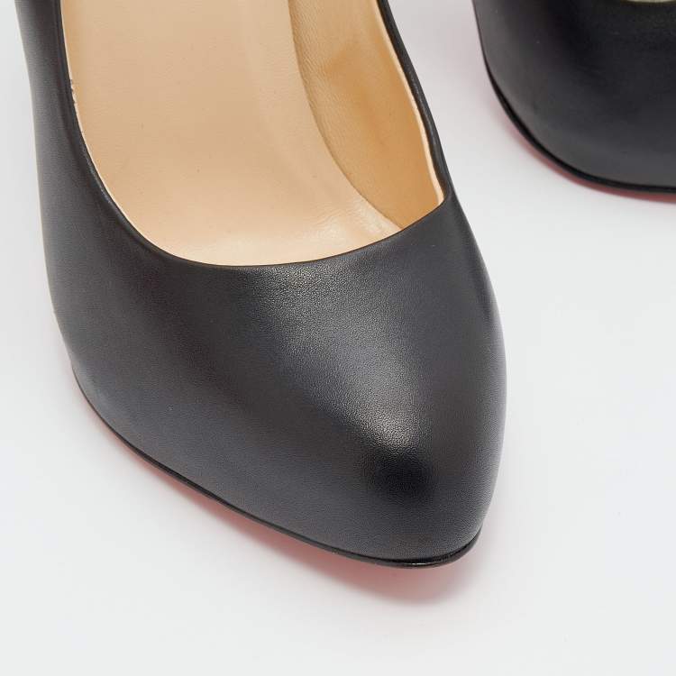 Pre Owned Christian Louboutin Black Leather Big Lips Pumps Size 40.5