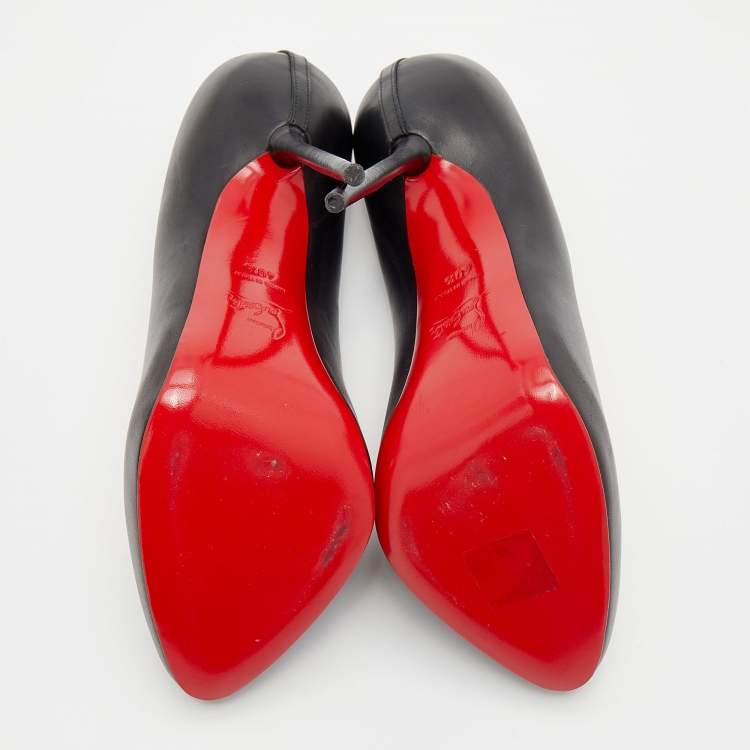 Pre Owned Christian Louboutin Black Leather Big Lips Pumps Size 40.5