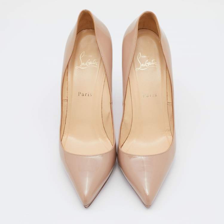 Pre Owned Christian Louboutin Beige Patent Leather Pigalle Plato Pumps Size 40