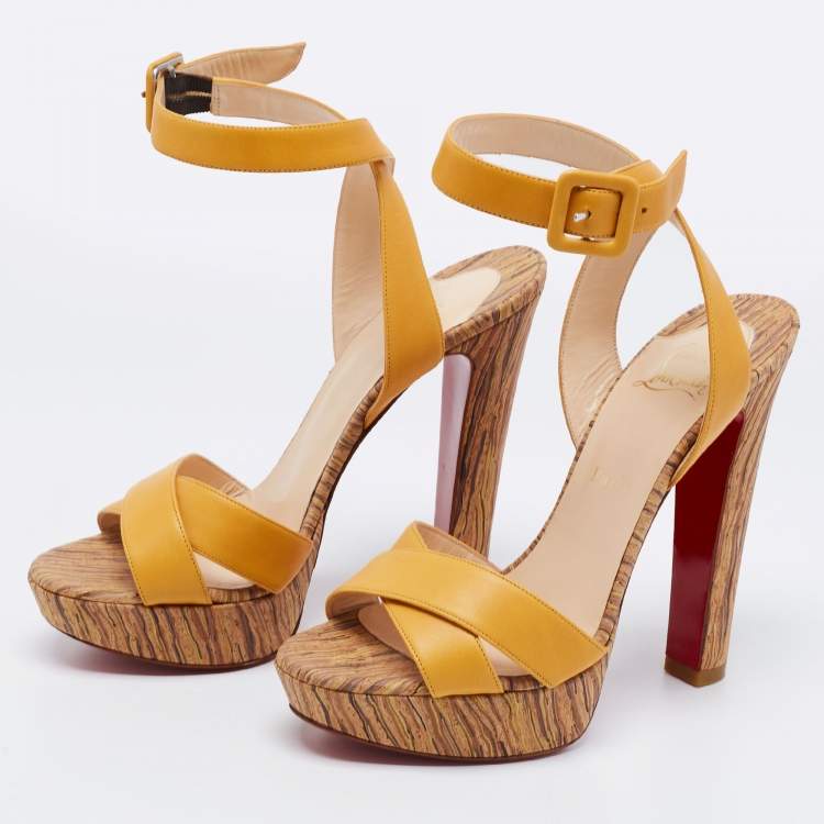 Christian Louboutin Double L 100 Patent Leather Sandals in Orange