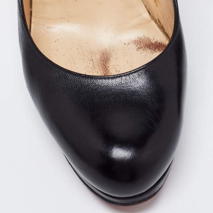 Pre Owned Christian Louboutin Black Leather New Simple Pumps Size 37.5