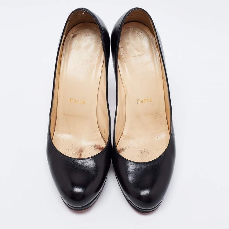 Pre Owned Christian Louboutin Black Leather New Simple Pumps Size 37.5