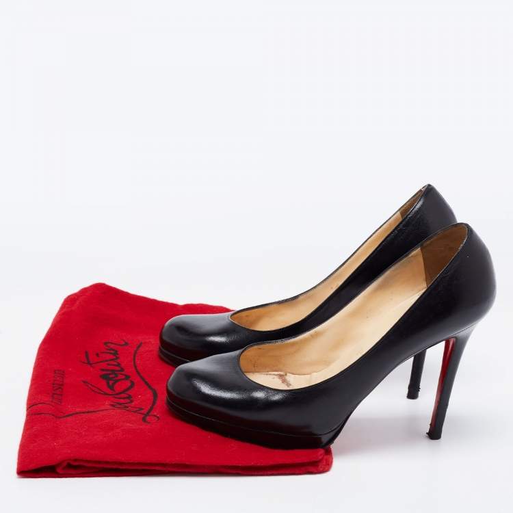 Pre Owned Christian Louboutin Black Leather New Simple Pumps Size 37.5