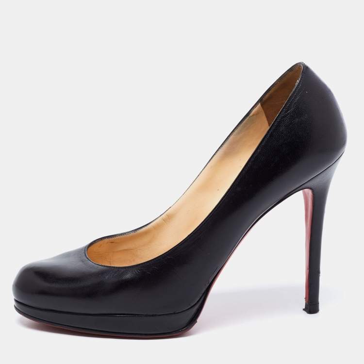 Pre Owned Christian Louboutin Black Leather New Simple Pumps Size 37.5