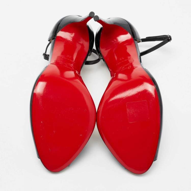 Pre Owned Christian Louboutin Black Patent Leather Madame Claude D'orsay Pumps Size 38