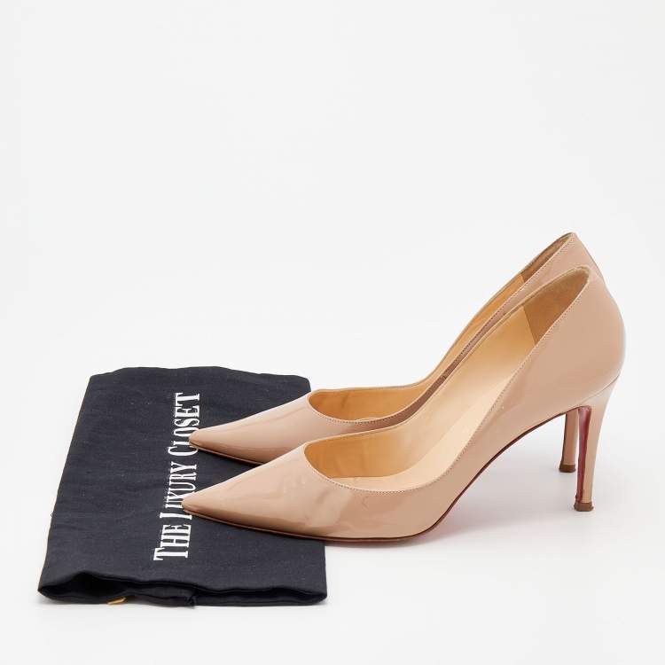 Pre Owned Christian Louboutin Beige Patent Leather So Kate Pointed Toe Pumps Size 39