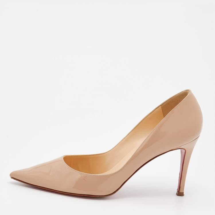 Christian Louboutin Beige Patent Leather So Kate Pointed Toe Pumps Size ...