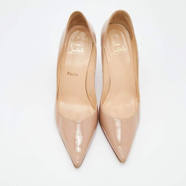Pre Owned Christian Louboutin Beige Patent Leather So Kate Pointed Toe Pumps Size 39