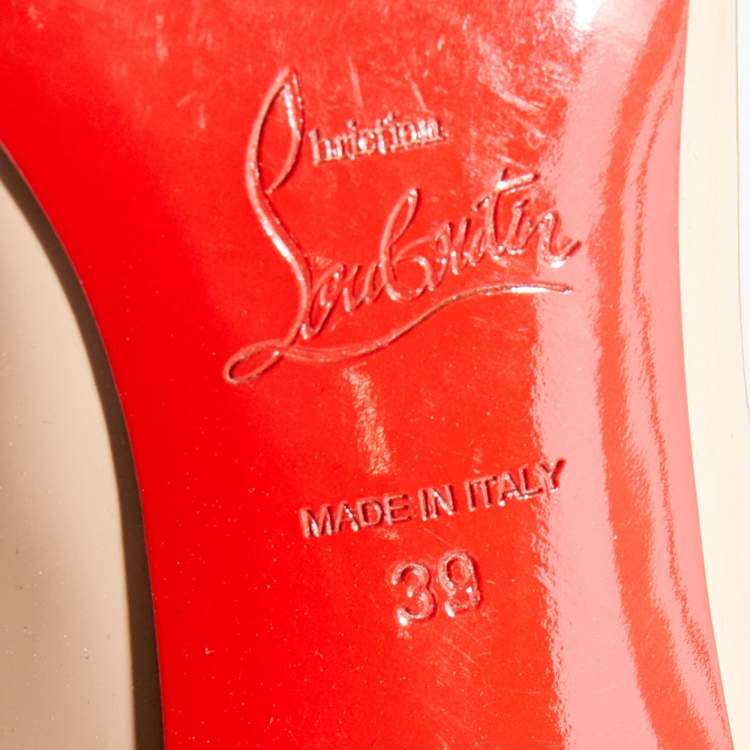Pre Owned Christian Louboutin Beige Patent Leather So Kate Pointed Toe Pumps Size 39