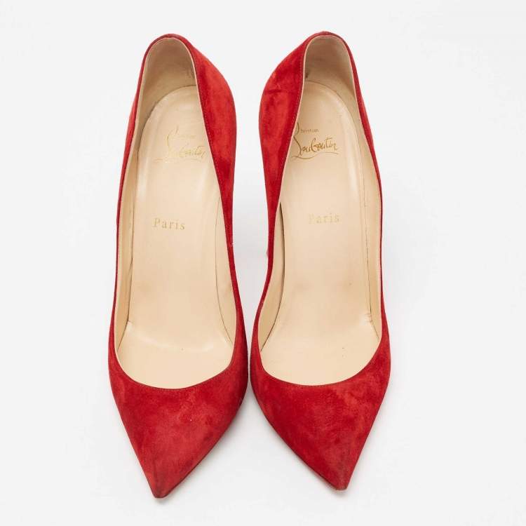 Pre Owned Christian Louboutin Red Suede Pigalle Follies Pumps Size 41.5