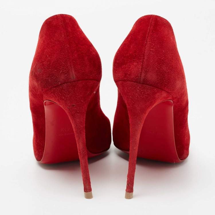 Pre Owned Christian Louboutin Red Suede Pigalle Follies Pumps Size 41.5