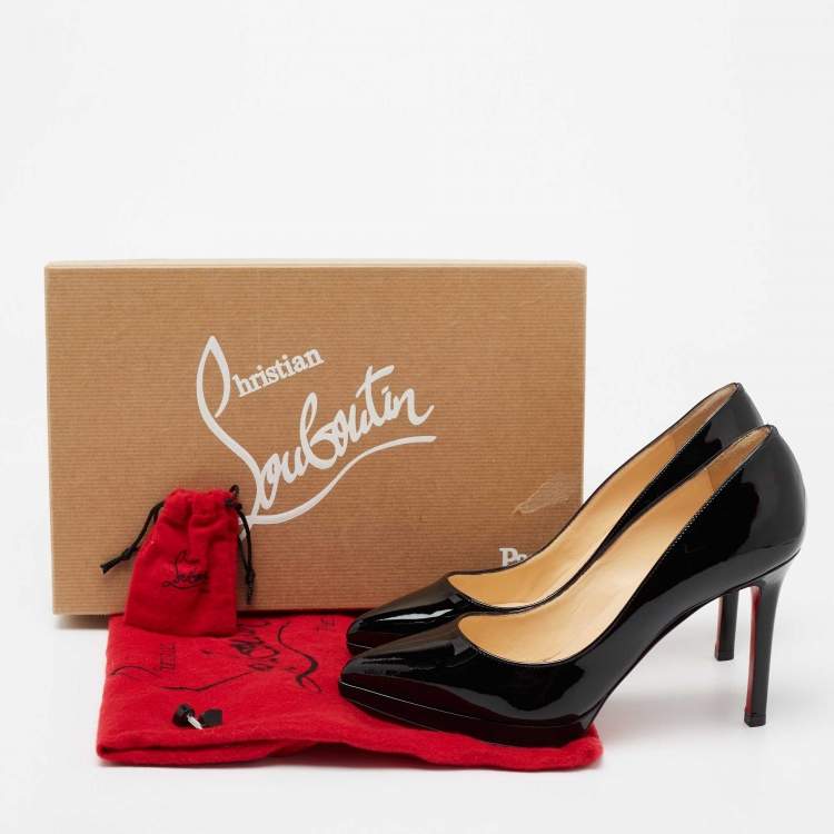 Pre Owned Christian Louboutin Black Patent Leather Pigalle Plato Pumps Size 35.5