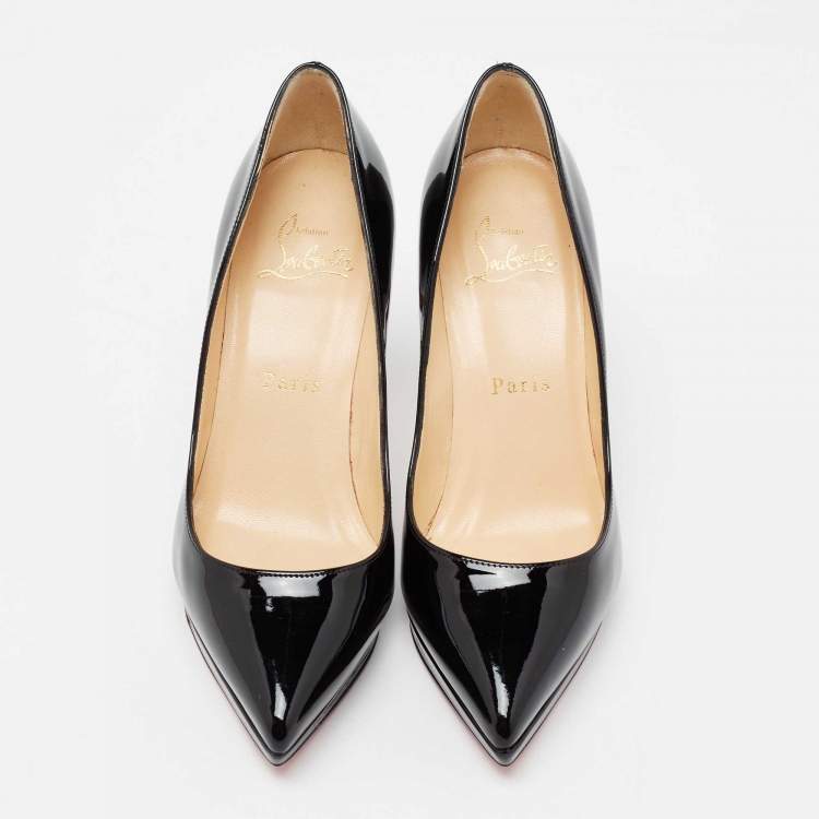 Pre Owned Christian Louboutin Black Patent Leather Pigalle Plato Pumps Size 35.5