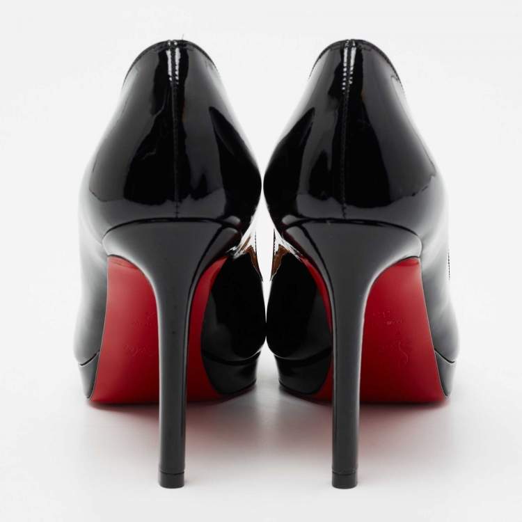Pre Owned Christian Louboutin Black Patent Leather Pigalle Plato Pumps Size 35.5