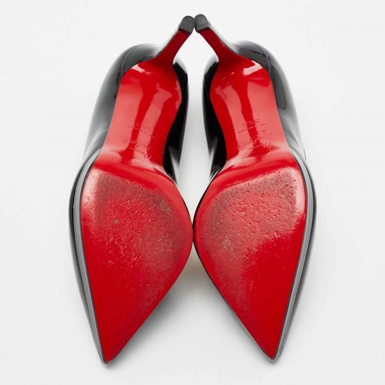 Pre Owned Christian Louboutin Black Patent Leather Pigalle Plato Pumps Size 35.5