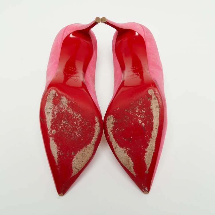 Pre Owned Christian Louboutin Pink Suede Pigalle Follies Pumps Size 41.5 