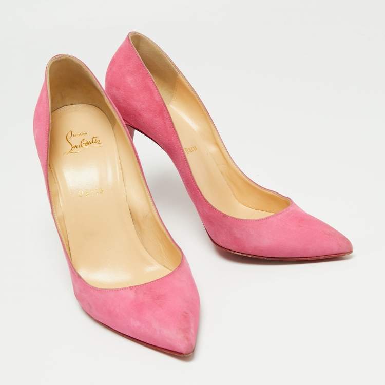 Pre Owned Christian Louboutin Pink Suede Pigalle Follies Pumps Size 41.5 