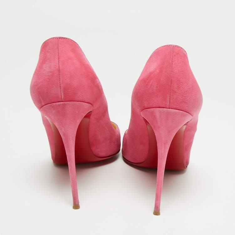 Pre Owned Christian Louboutin Pink Suede Pigalle Follies Pumps Size 41.5 