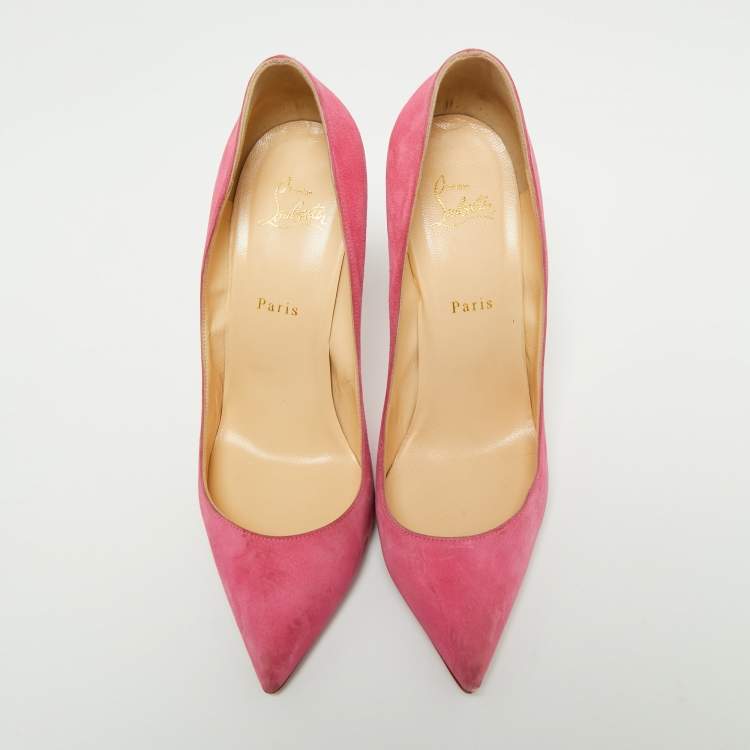 Pre Owned Christian Louboutin Pink Suede Pigalle Follies Pumps Size 41.5 