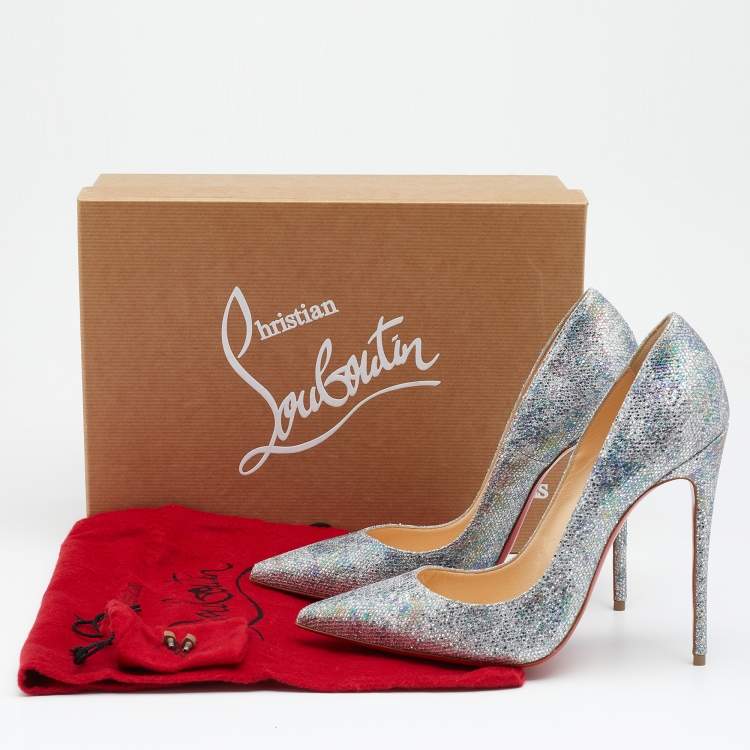 Pre Owned Christian Louboutin Multicolor Glitter Fabric So Kate Pointed Toe Pumps Size 38