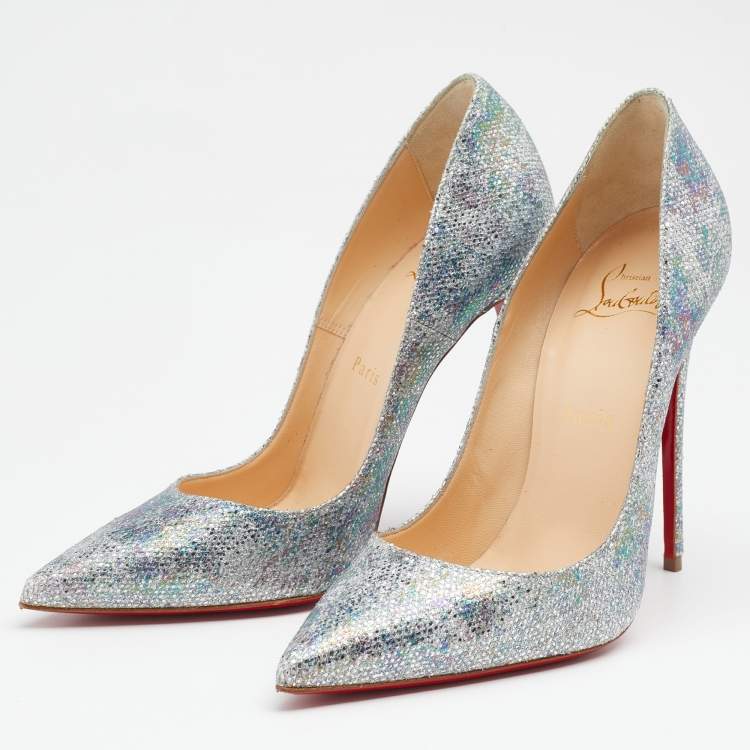 Christian Louboutin Black/Silver Leather and Glitter So Kate Ankle