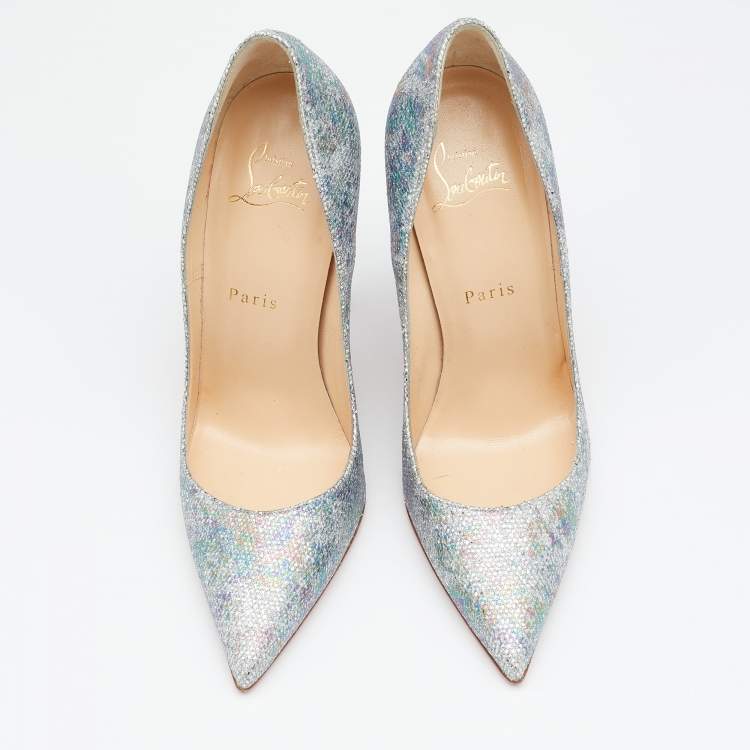 Pre Owned Christian Louboutin Multicolor Glitter Fabric So Kate Pointed Toe Pumps Size 38