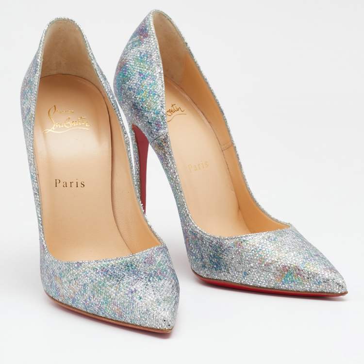 Pre Owned Christian Louboutin Multicolor Glitter Fabric So Kate Pointed Toe Pumps Size 38