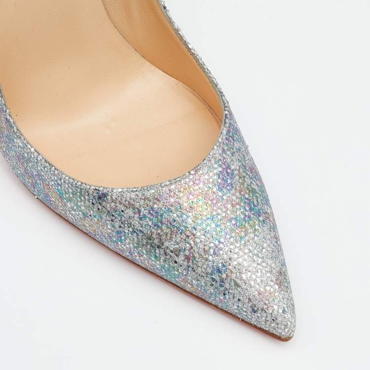 Pre Owned Christian Louboutin Multicolor Glitter Fabric So Kate Pointed Toe Pumps Size 38