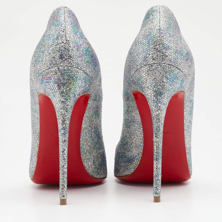 Pre Owned Christian Louboutin Multicolor Glitter Fabric So Kate Pointed Toe Pumps Size 38