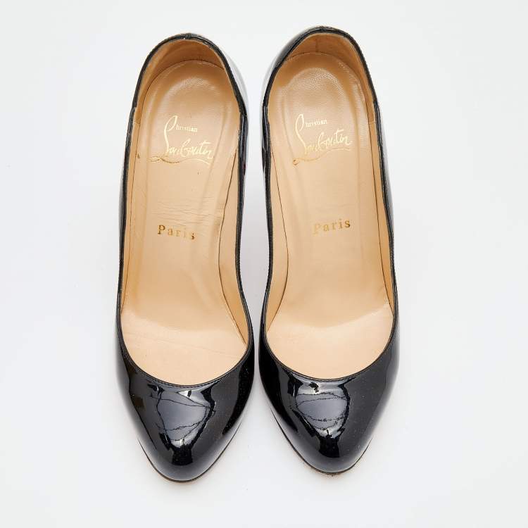 مملوكة مسبقًا Christian Louboutin Black Patent Leather Wavy Dolly Pumps Size 36.5