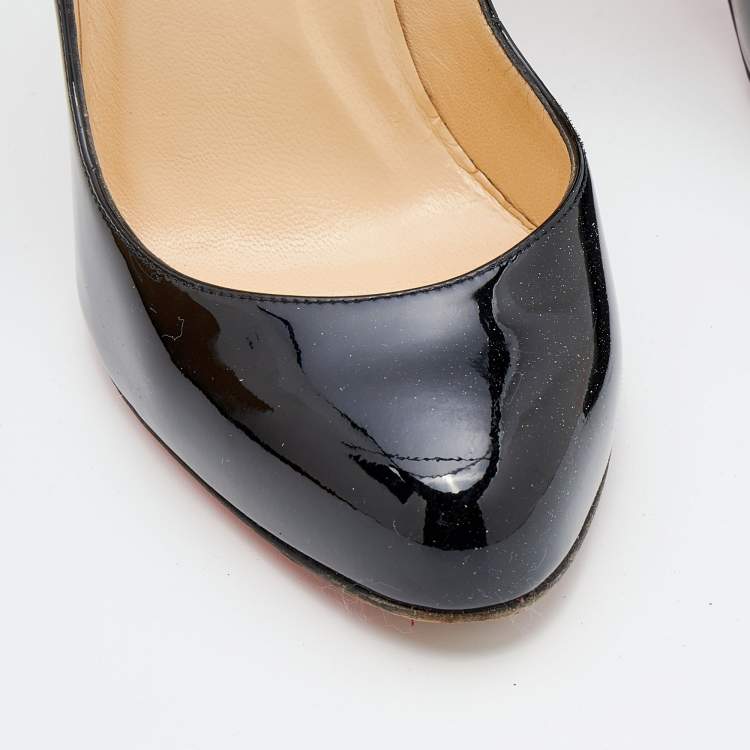 مملوكة مسبقًا Christian Louboutin Black Patent Leather Wavy Dolly Pumps Size 36.5