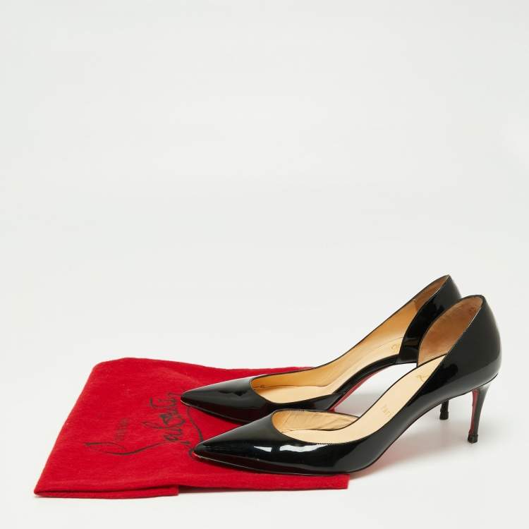 Pre Owned Christian Louboutin Black Patent Leather Iriza D'orsay Pumps Size 38