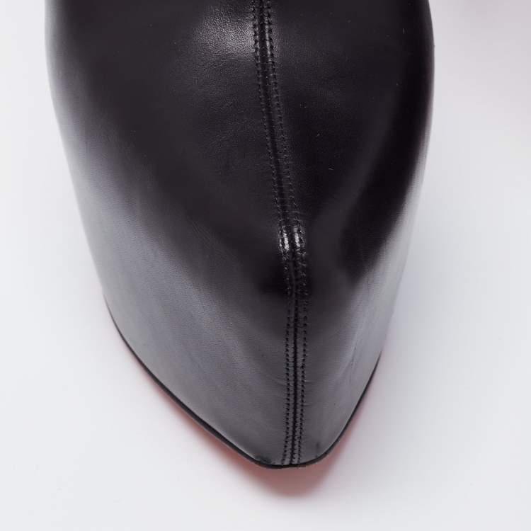 مملوكة مسبقًا Christian Louboutin Black Leather Equestria Platform Ankle Boots Size 38.5