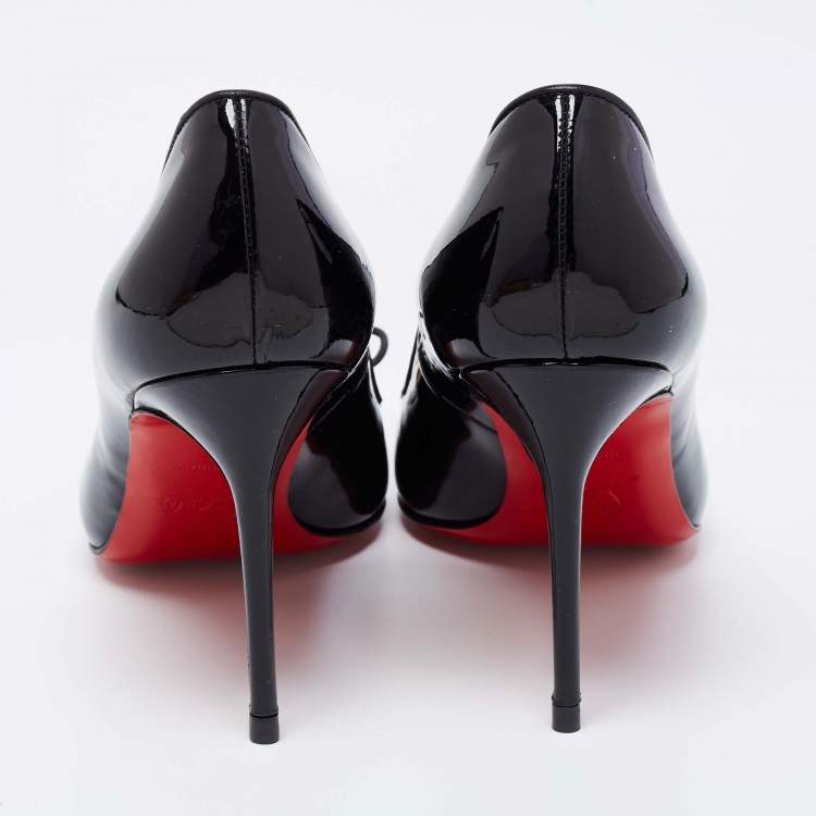 Pre Owned Christian Louboutin Black Patent Leather and Mesh A La Peche Pumps Size 36