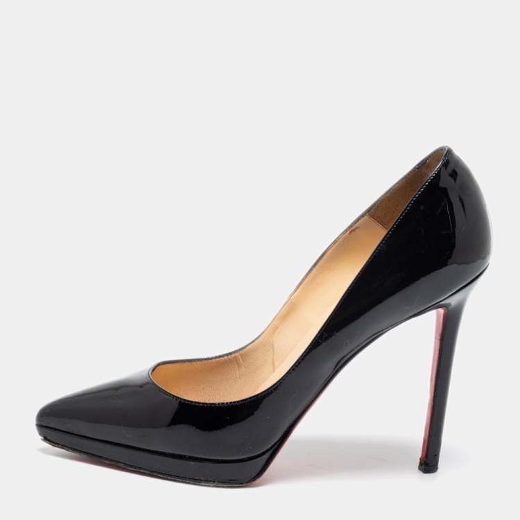 Pre Owned Christian Louboutin Black Patent Leather Pigalle Plato Pumps Size 39