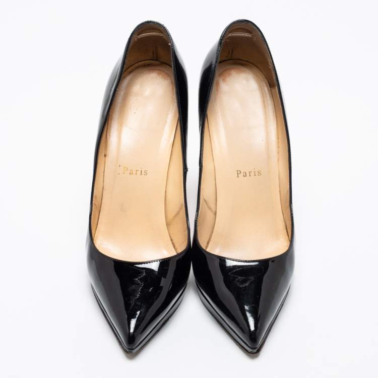 Pre Owned Christian Louboutin Black Patent Leather Pigalle Plato Pumps Size 39