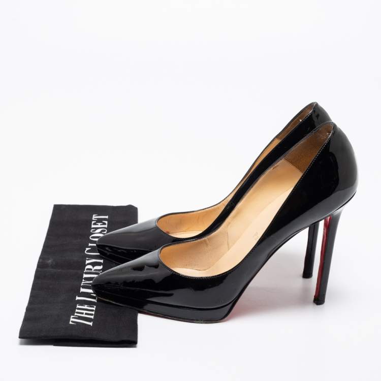 Pre Owned Christian Louboutin Black Patent Leather Pigalle Plato Pumps Size 39